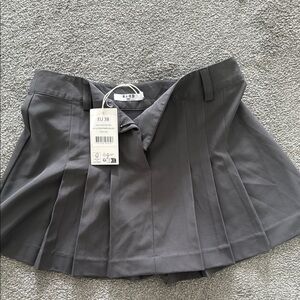 Naked Wardrobe Gray Skater Mini Skirt Pleated Work